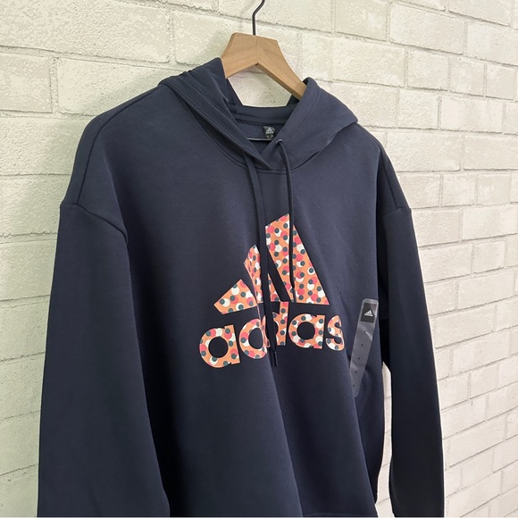 ADIDAS Navy Logo Sweatshirt Hoodie - Picture 5 of 9